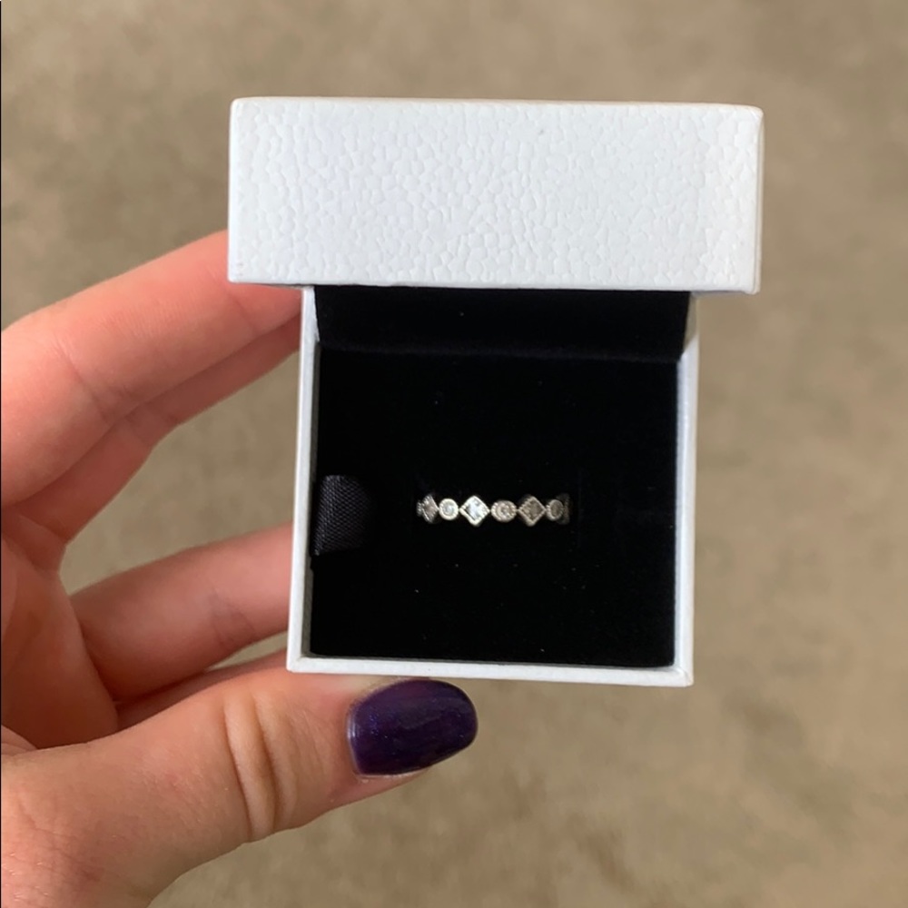 Pandora Alluring Brilliant Princess Ring CZ Size 7